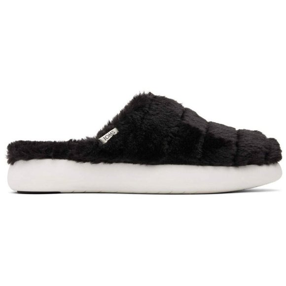 Toms Alpargata Mallow Mule Fluff Slippers Black Faux Fur Women's NEW Siz… - Picture 2 of 10